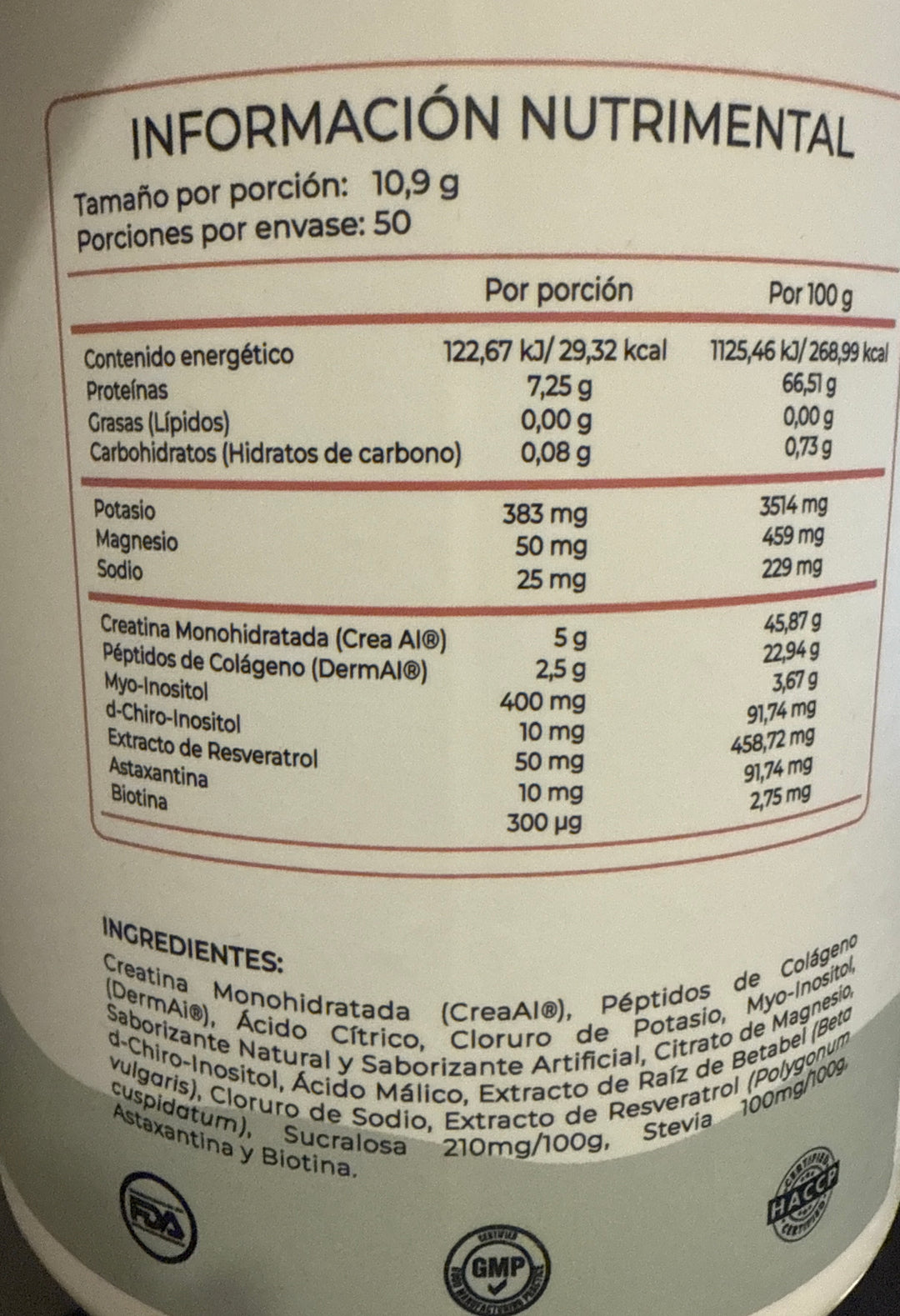 Creatina 5g + blend Inositol + Colágeno 50 porciones