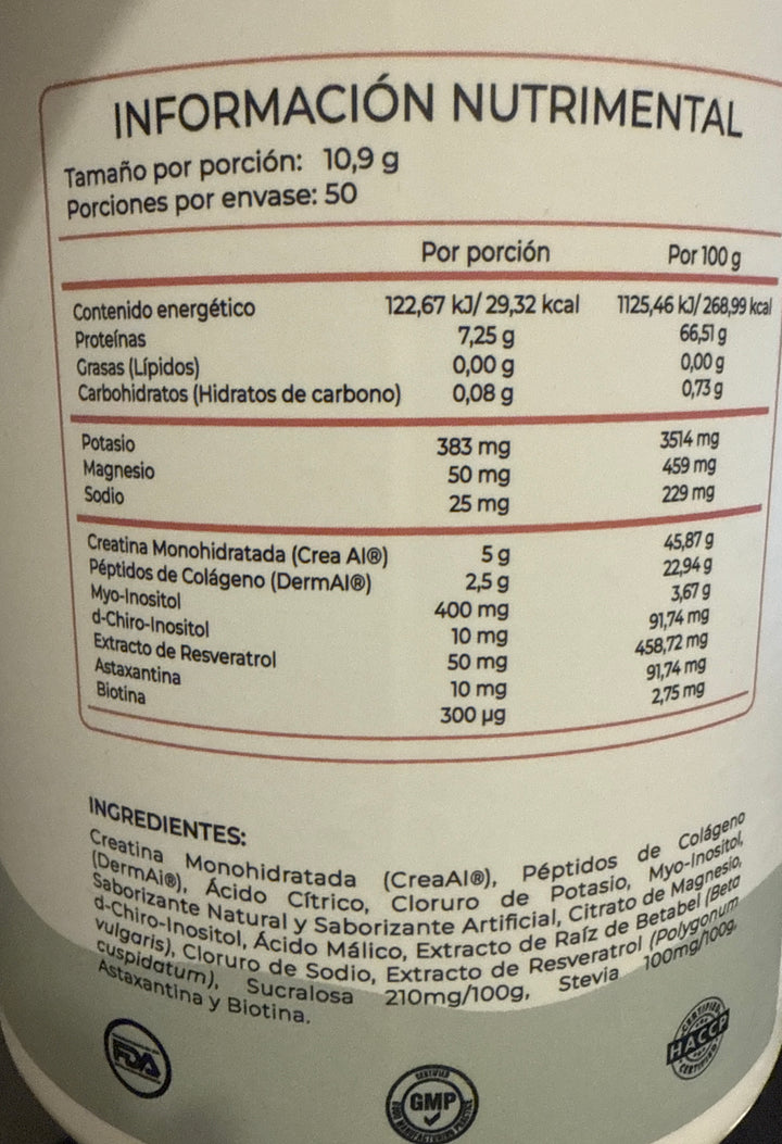 Creatina 5g + blend Inositol + Colágeno 50 porciones