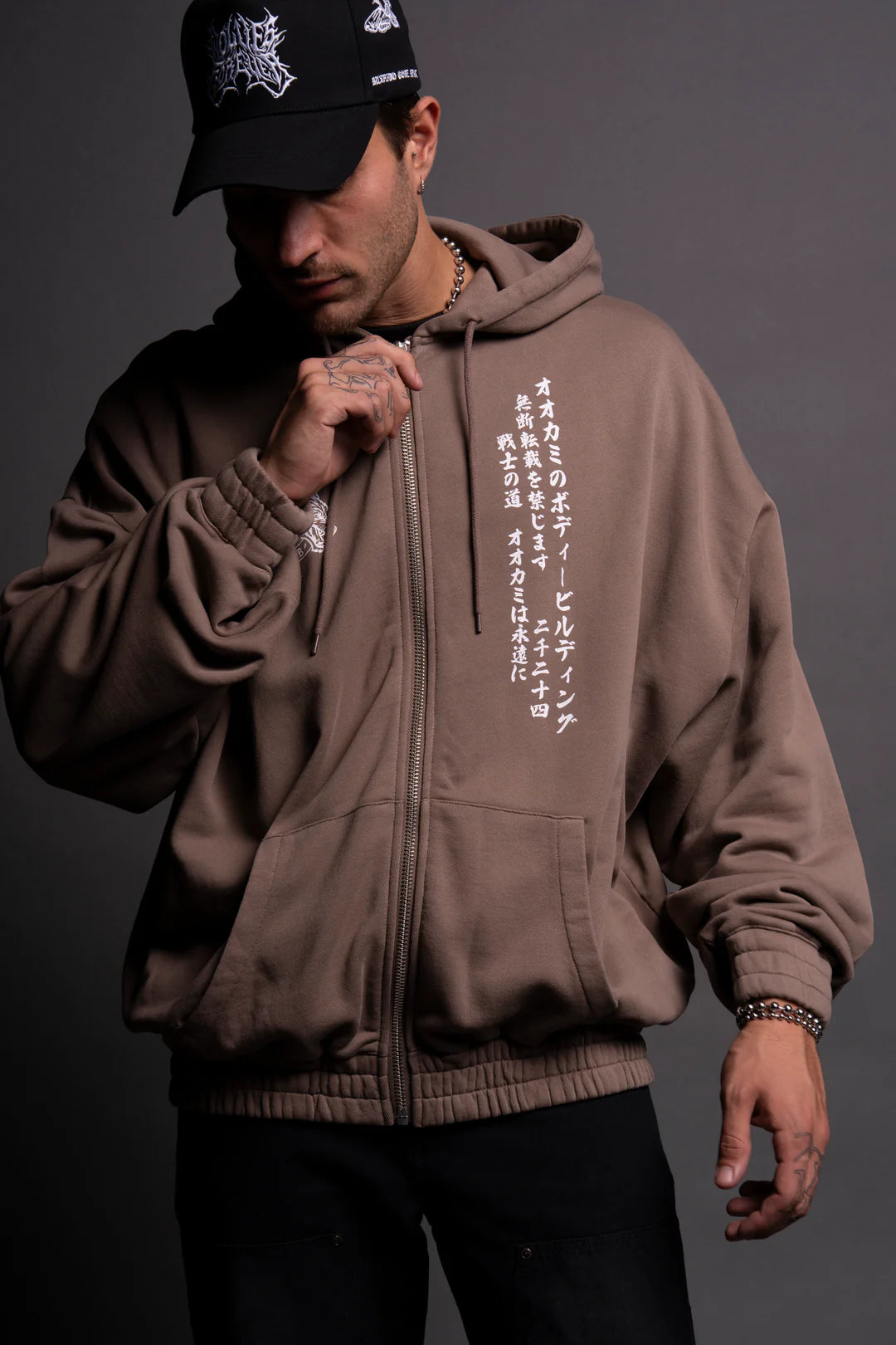 OUR ZONE "CHAMBERS" ZIP HOODIE IN MOJAVE BROWN