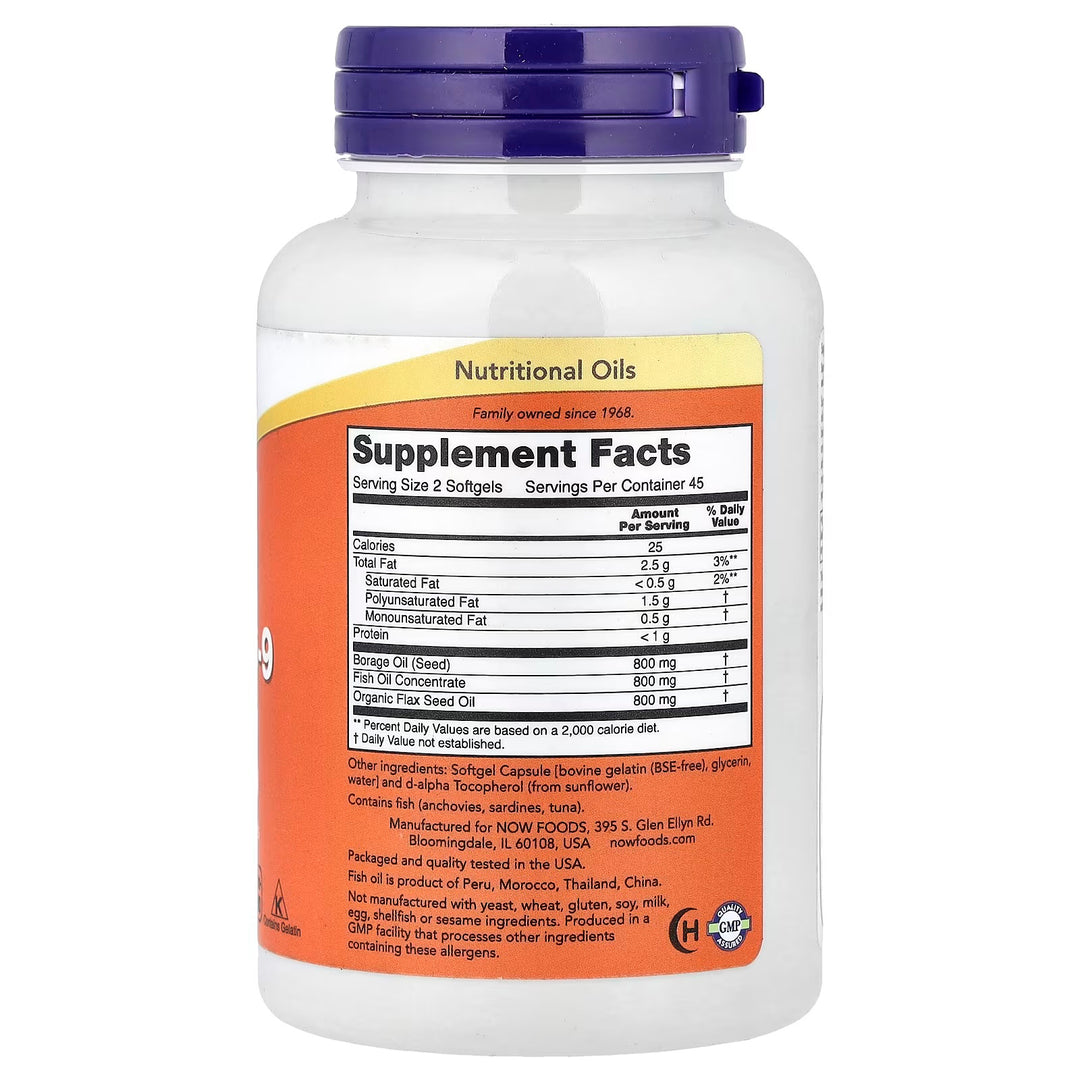 Now Súper Omega 3-6-9 Fish Oil 90 softgels