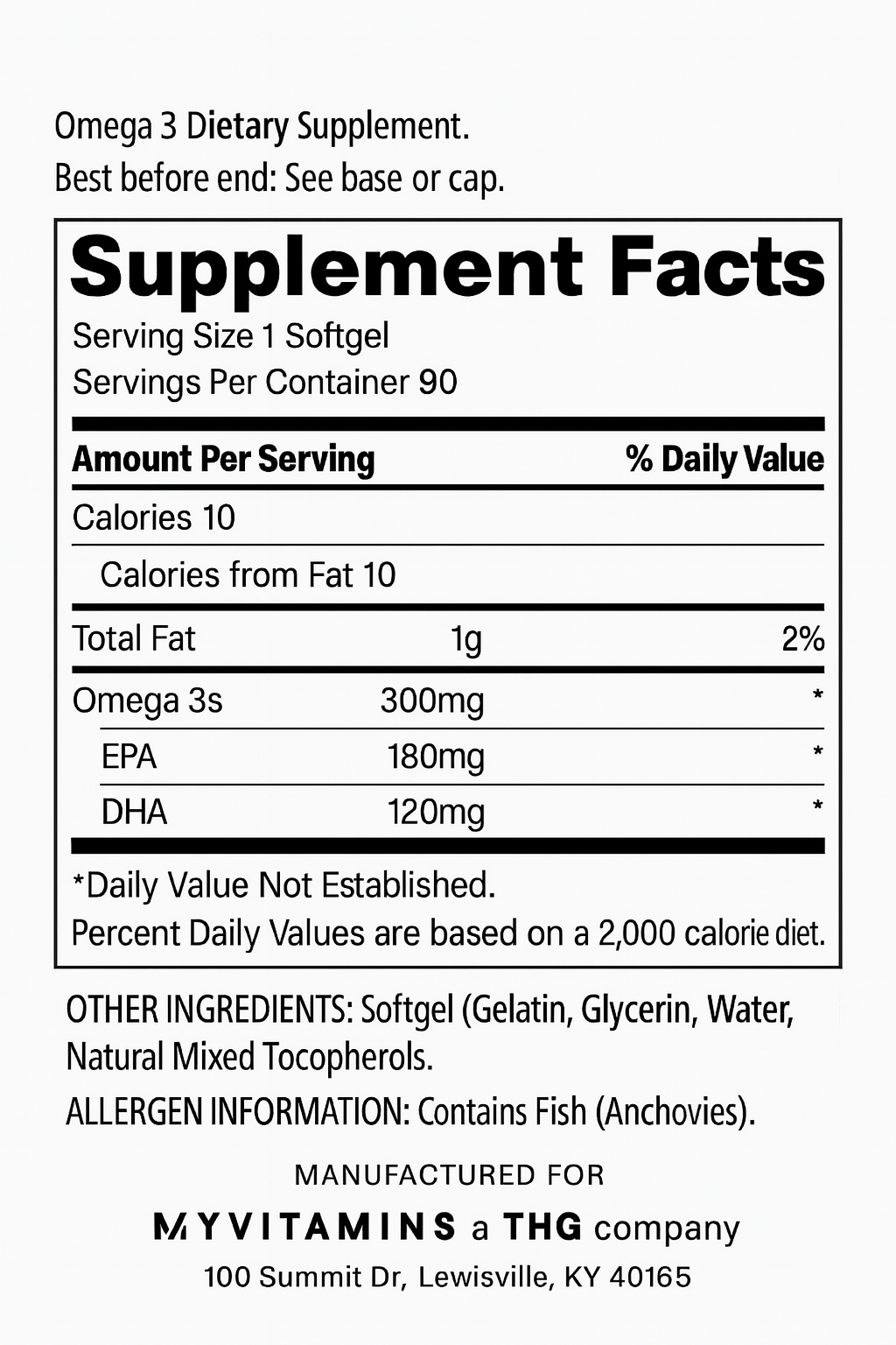 MyVitamins Omega 3 90 softgels