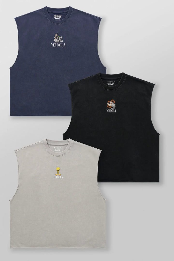 3107 - LOONEY TUNES EMBROIDERED CUT-OFFS