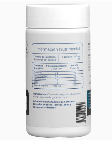 Citrato de magnesio 200mg 60 Cápsulas