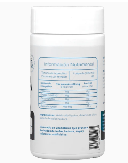 R+ALA   Ácido   Alfa   Lipoico   400mg   60   Cápsulas