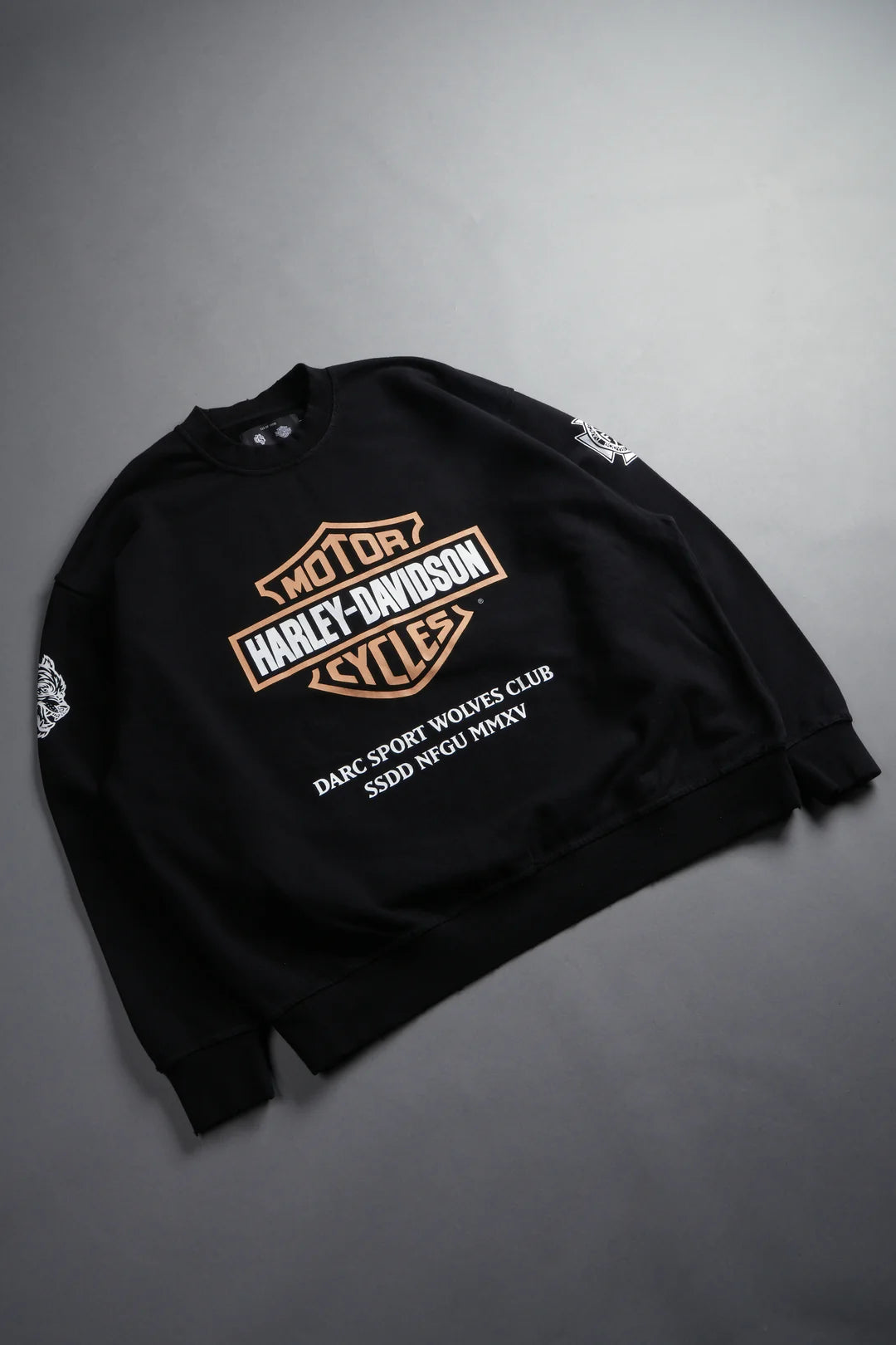 OUR CLUBS GRUNGE DESTROYED OVERSIZED LONDON CREWNECK IN BLACK