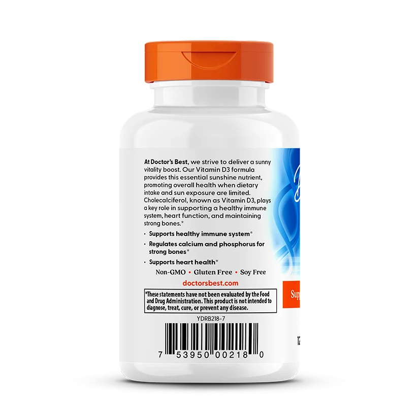 Doctor's Best Vitamin D3, 125 mcg (5,000 IU), 180 Softgels