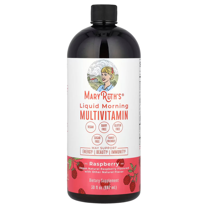 Mary Ruth’s Suplemento multivitamínico líquido matutino, Frambuesa, 887 ml (30 oz. líq.)