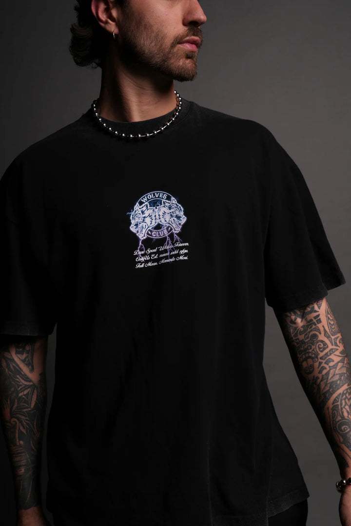 THUNDER "PREMIUM" OVERSIZED TEE IN BLACK/PURPLE LIGHTNING