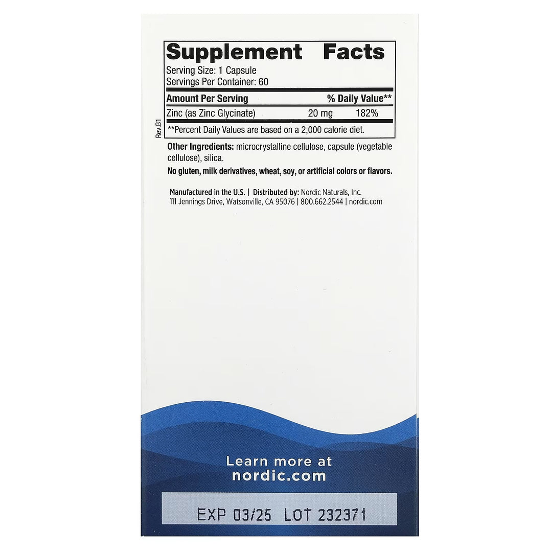 Nordic Naturals Zinc Glycinate 60 caps