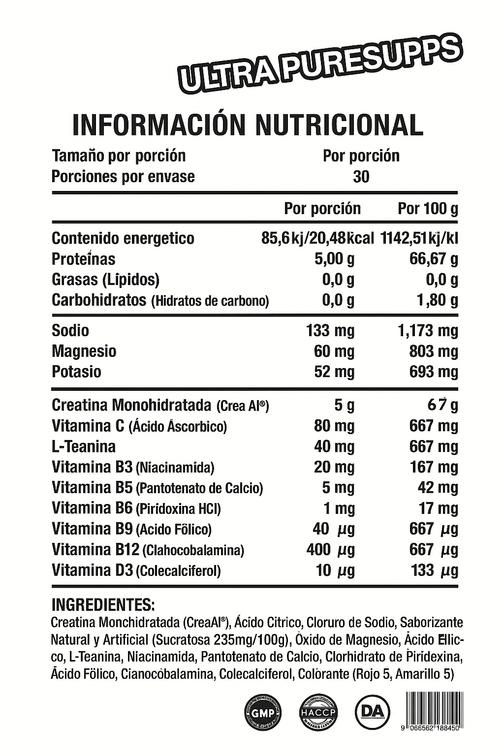 UP Creatina + Electrolitos 30 porciones