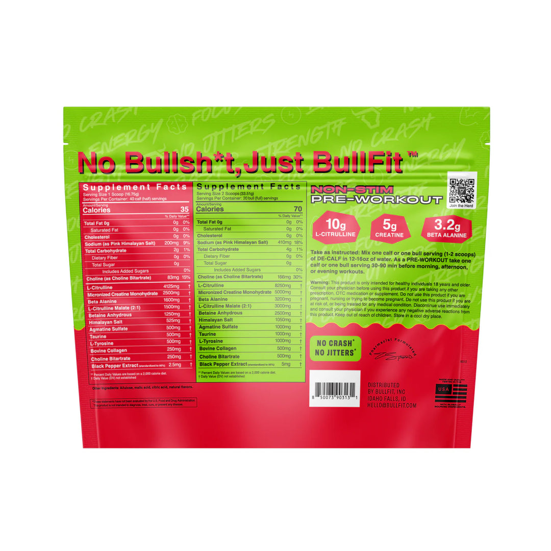 DE-CALF NON-STIM PRE-WORKOUT 40 porciones