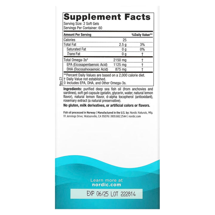 Ultimate Omega 2X, Sabor a limón, 2150 mg, 120 caps