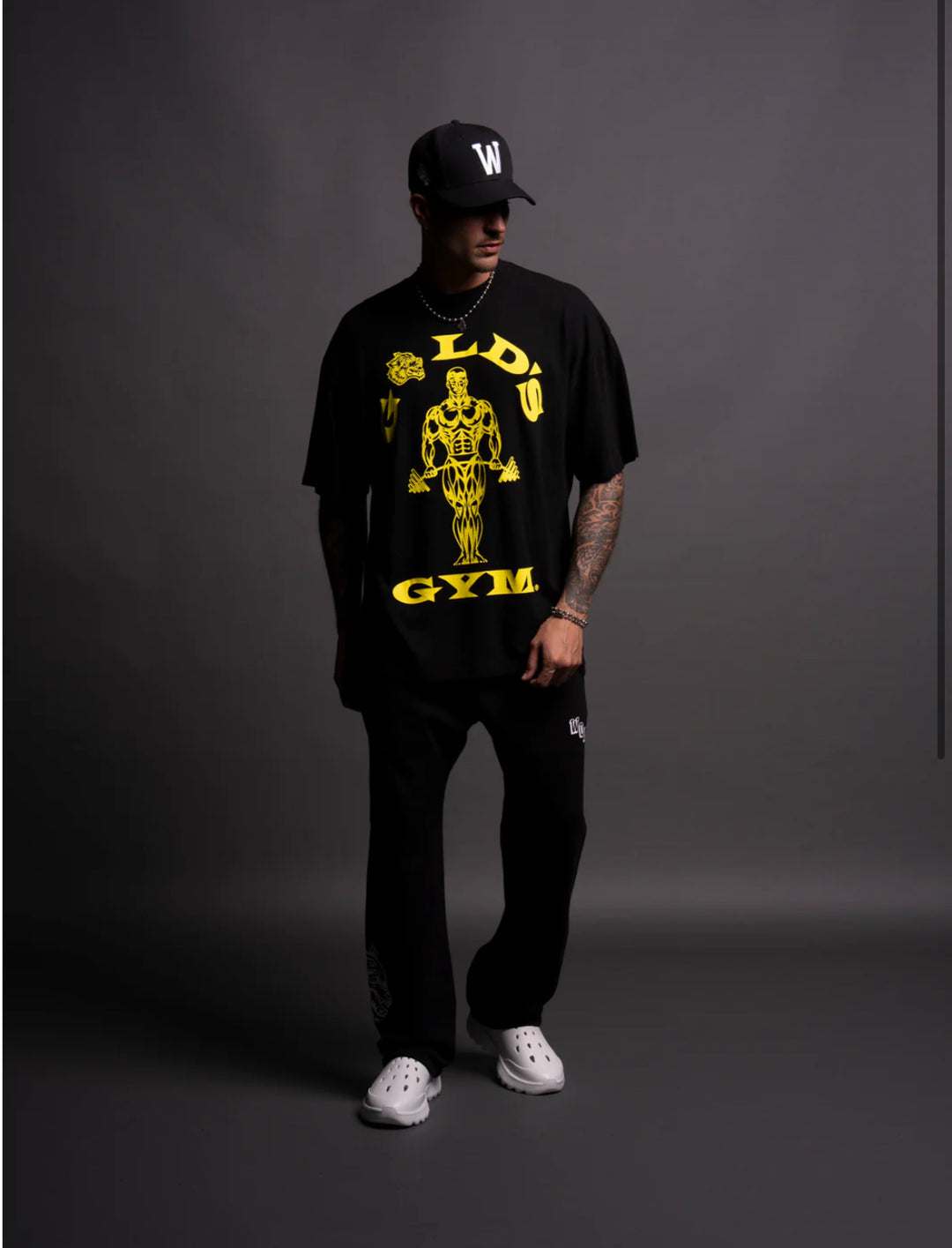 GOLD'S WOLF "PREMIUM" OVERSIZED TEE IN BLACK/GOLD