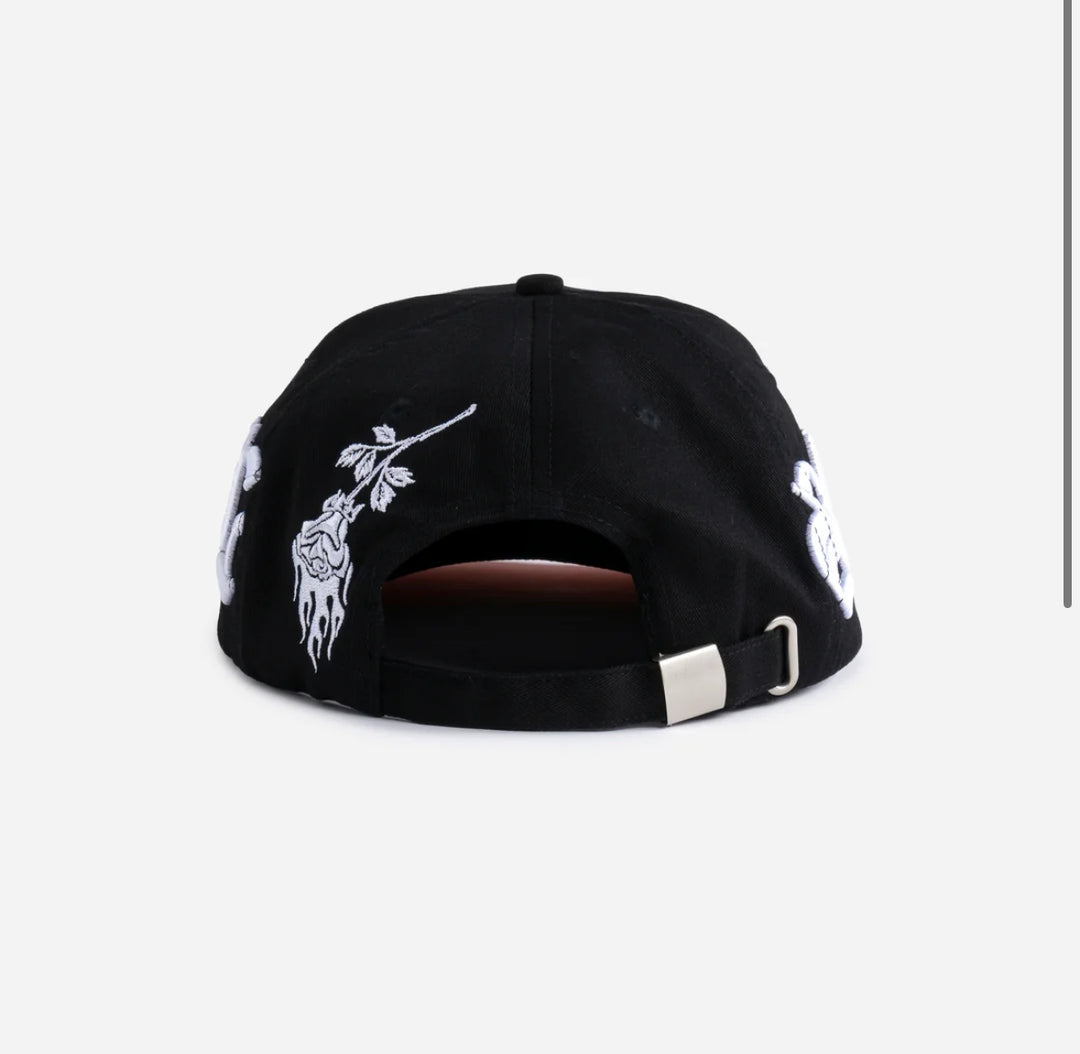 CIVIL CHAOS STRAPBACK 5 PANEL HAT IN BLACK