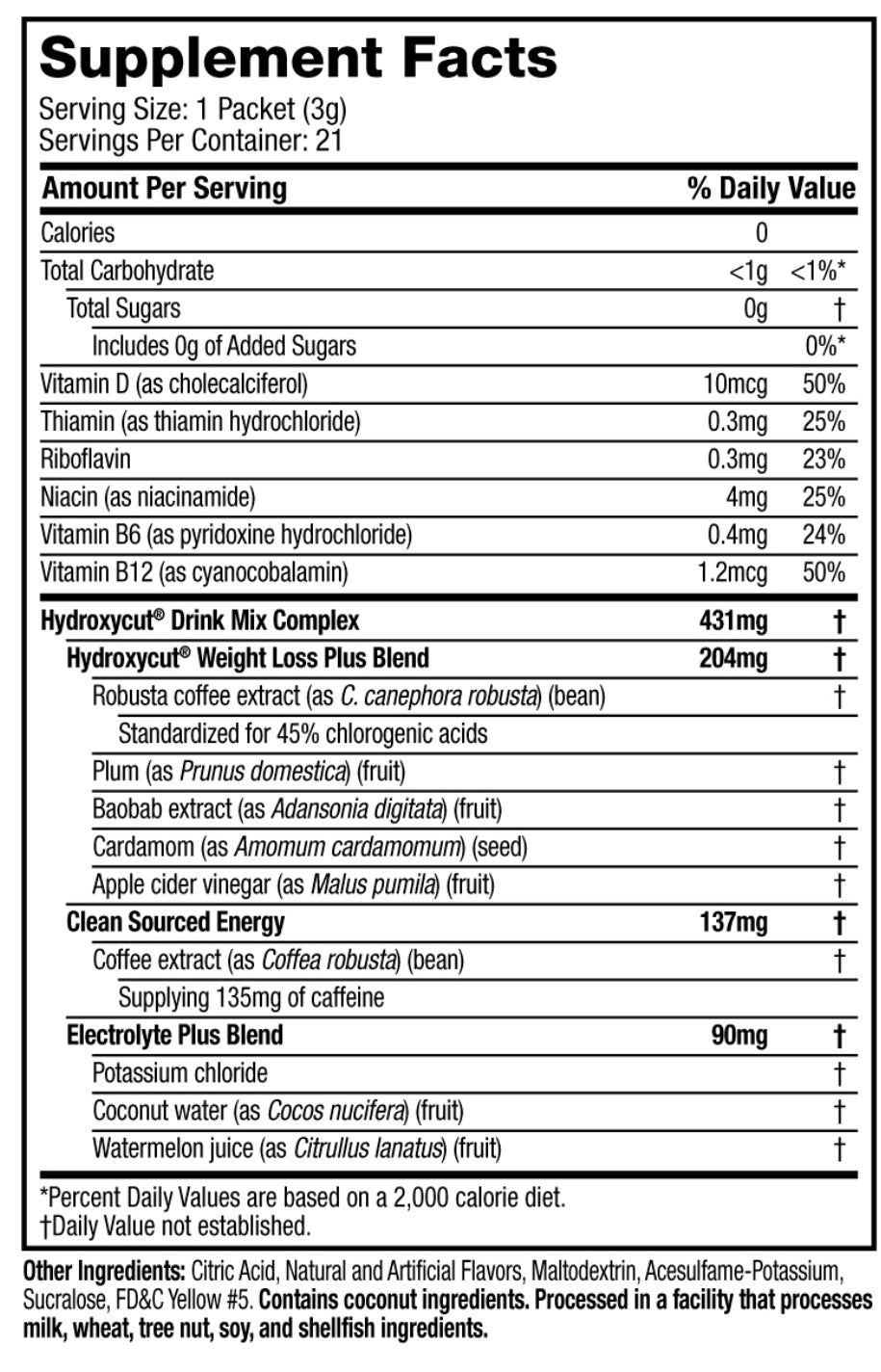 Hydroxycut Weight loss Drink Mix 1 packet (2.5gr) Individual