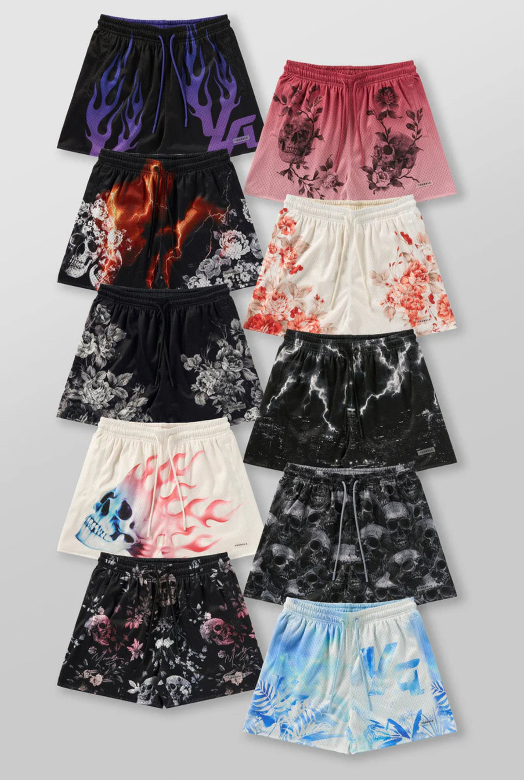 1111 Skull & Roses Reversible Shorts