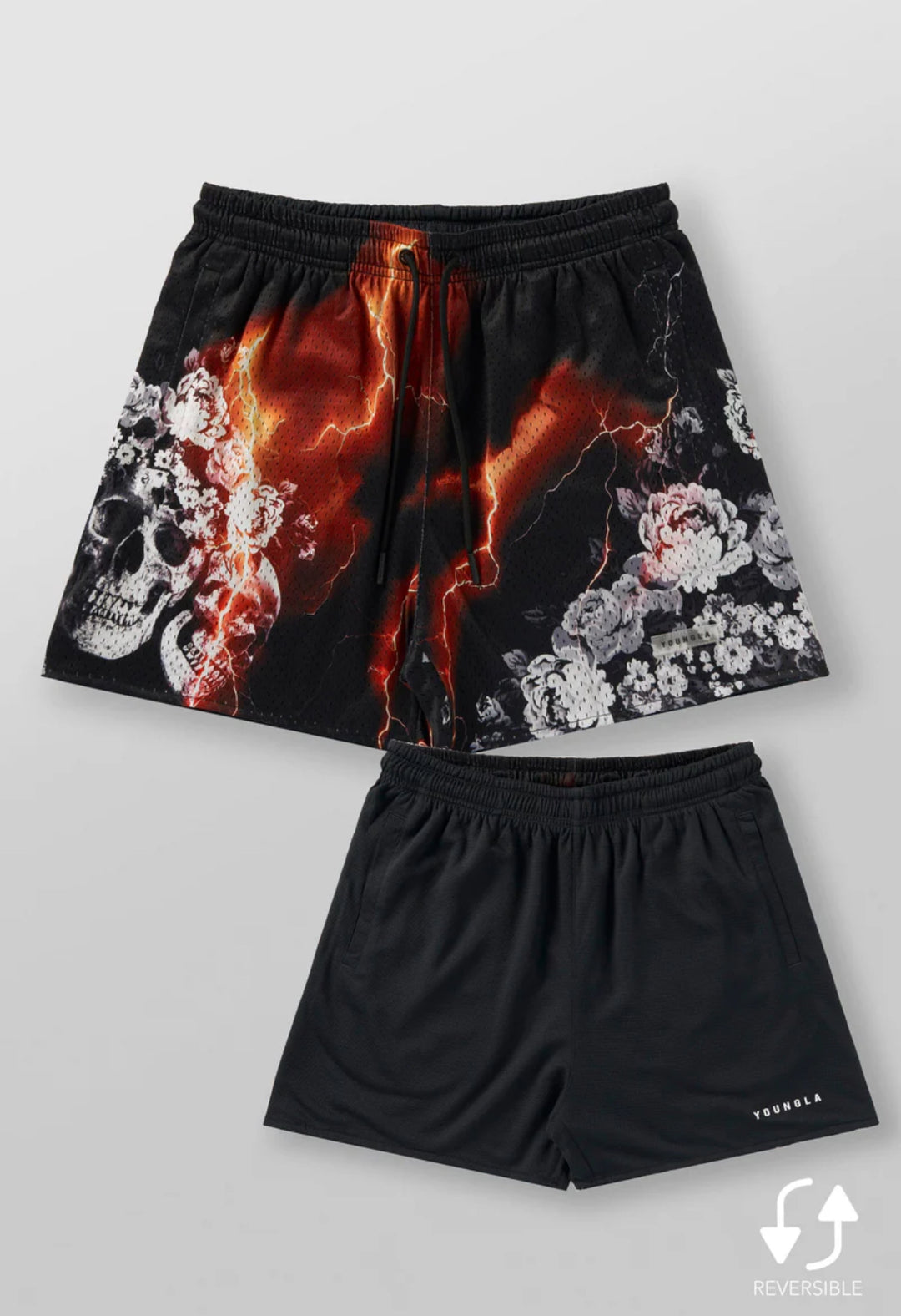 1111 Skull & Roses Reversible Shorts