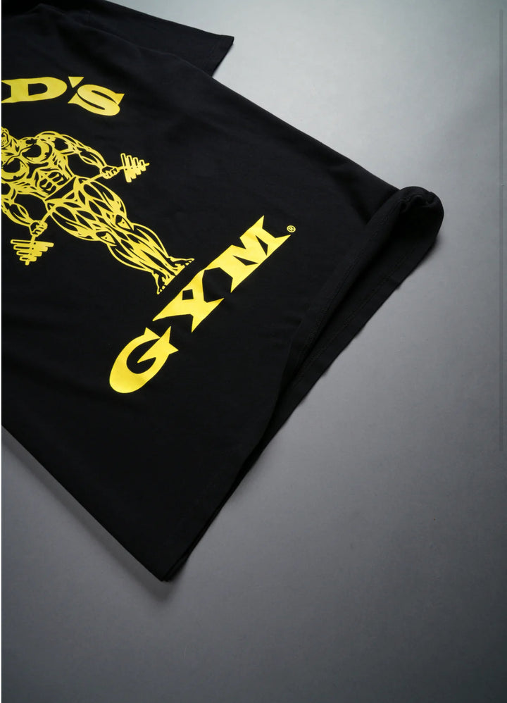 GOLD'S WOLF "PREMIUM" OVERSIZED TEE IN BLACK/GOLD