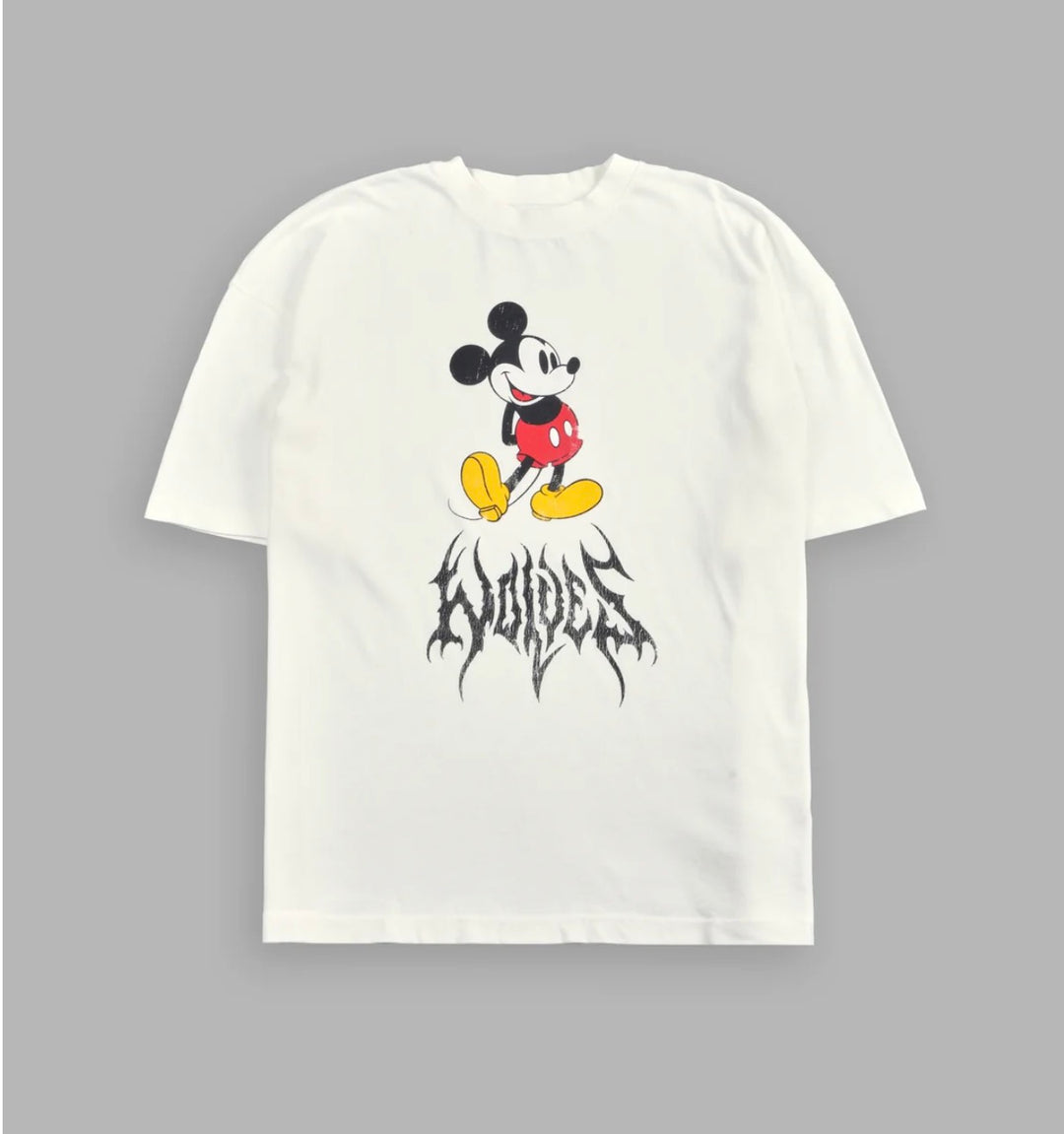 CAMISETA EXTRAGRANDE PREMIUM DE MICKEY MOUSE HESH EN COLOR CREMA.