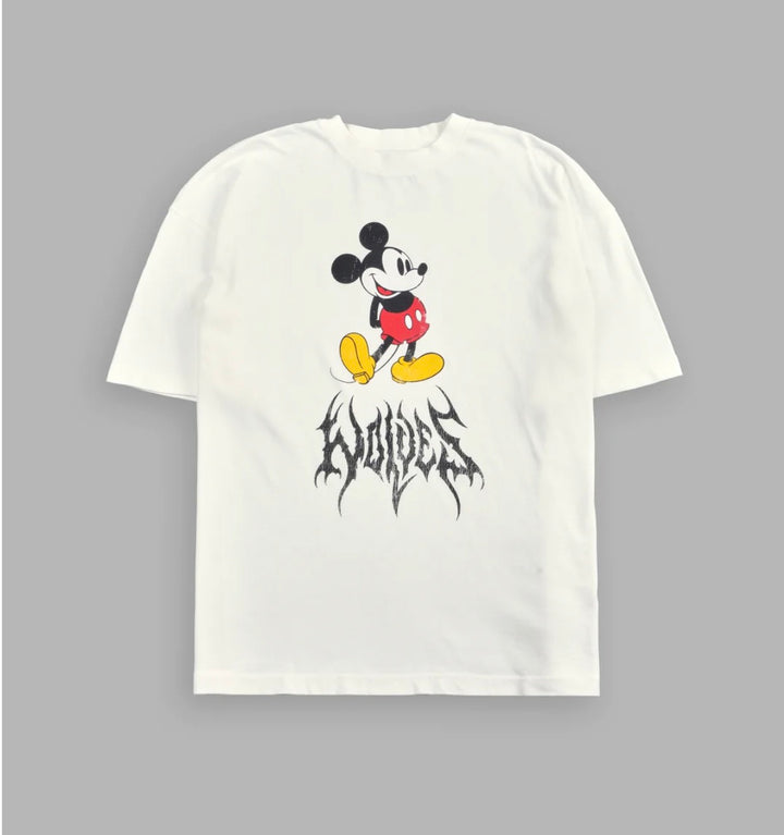 CAMISETA EXTRAGRANDE PREMIUM DE MICKEY MOUSE HESH EN COLOR CREMA.