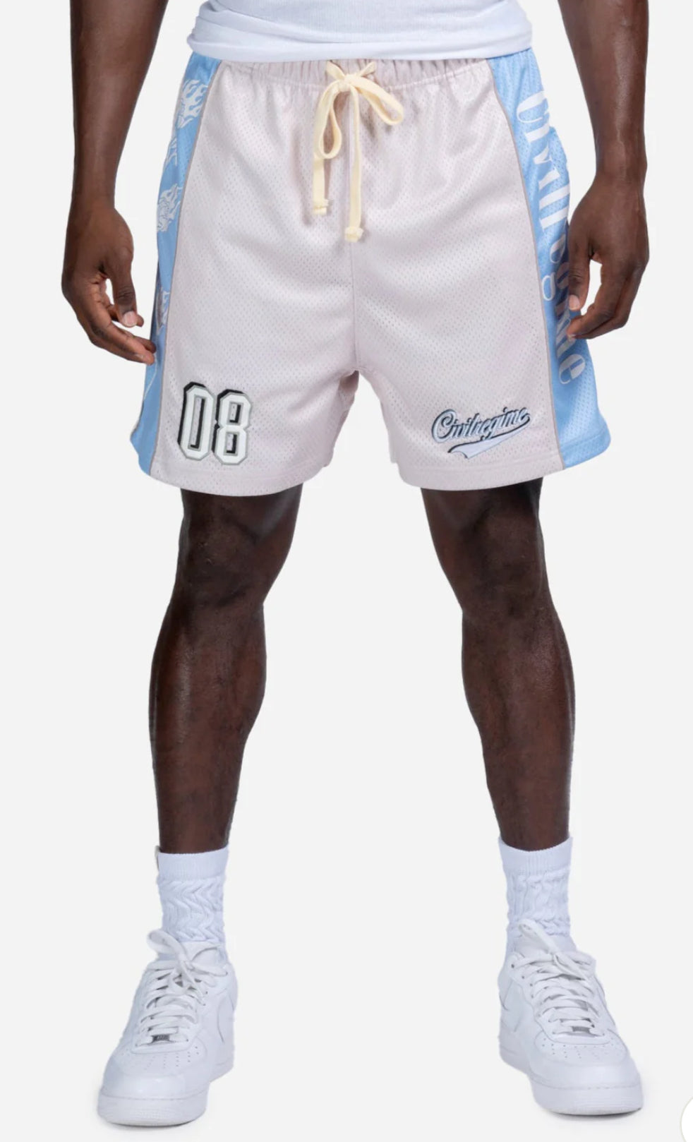 MAJOR MESH SHORTS IN ALMOND MILK/PALE BLUE