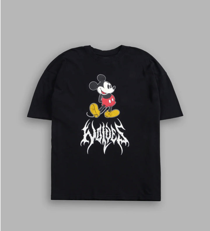 CAMISETA EXTRAGRANDE PREMIUM DE MICKEY MOUSE HESH EN COLOR NEGRO.