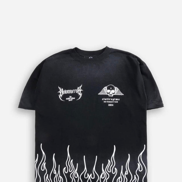 “DWTW” RAW HEM DUNGEON OVERSIZED TEE IN BLACK