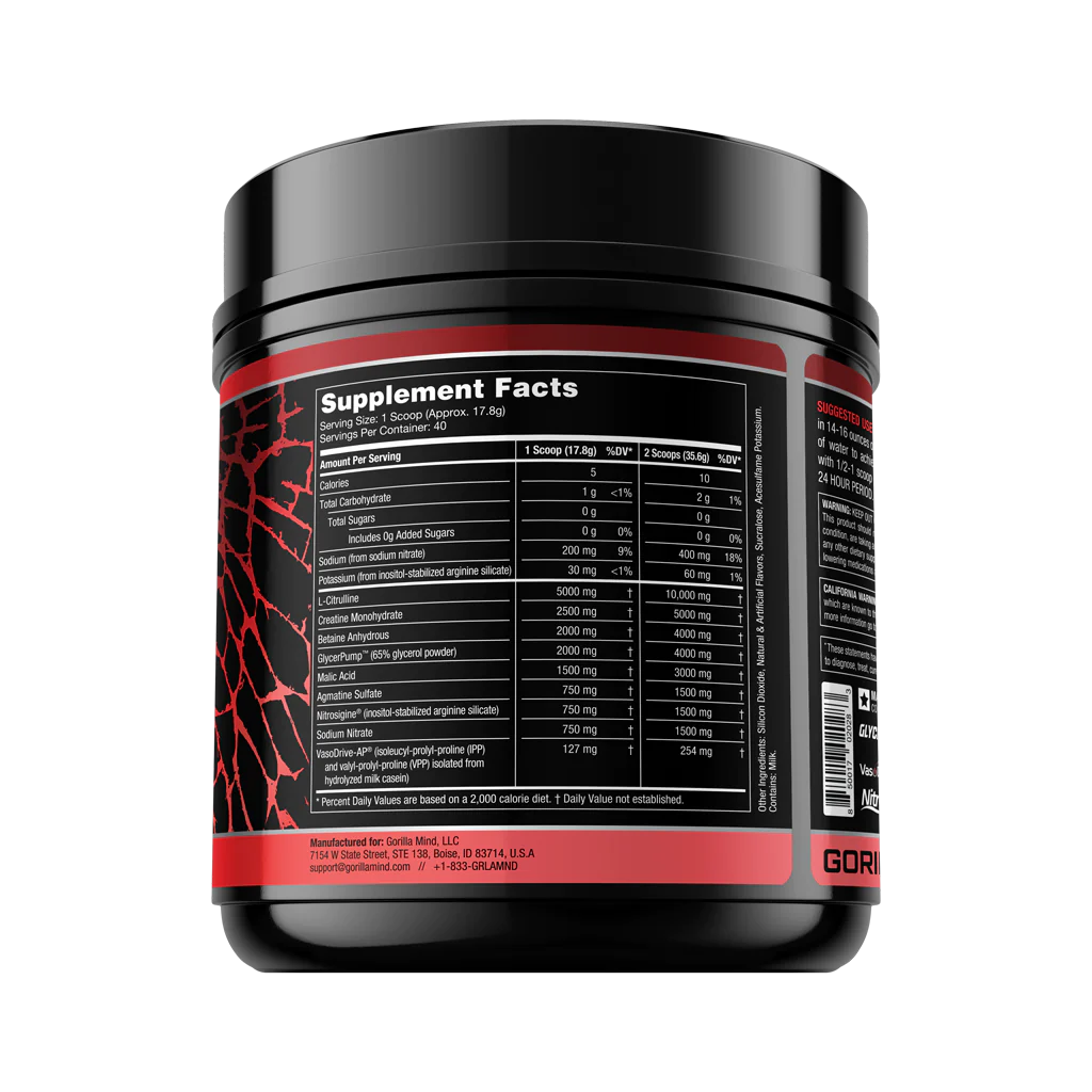 GORILLA MODE NITRIC Stim-Free 40 porciones