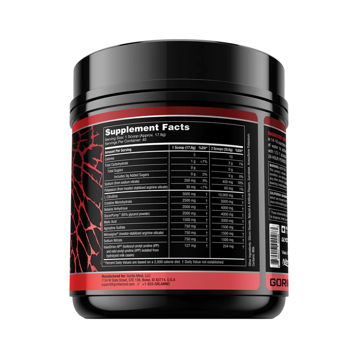 GORILLA MODE NITRIC Stim-Free 40 porciones