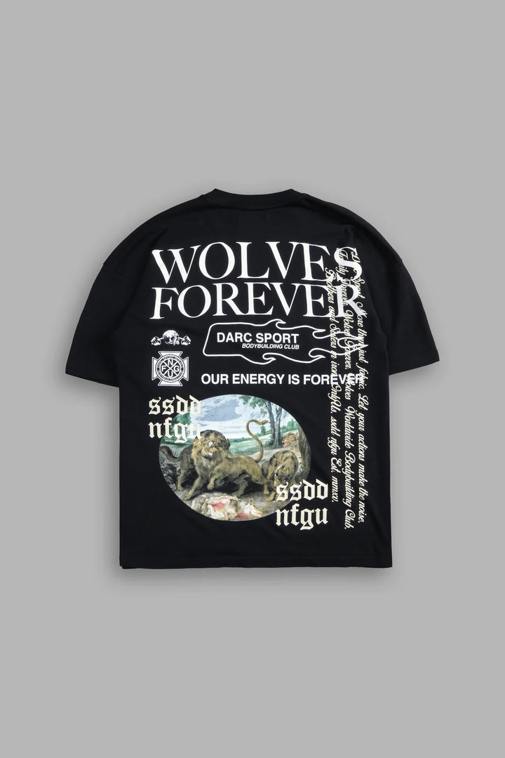 THREE WOLVES "PREMIUM" OVERSIZED TEE IN BLACK