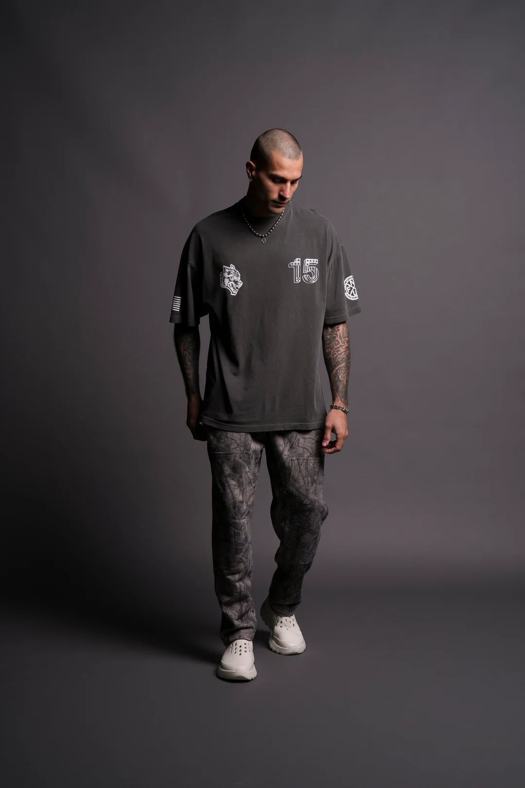VICTORY LAP "PREMIUM" OVERSIZED TEE IN WOLF GRAY
