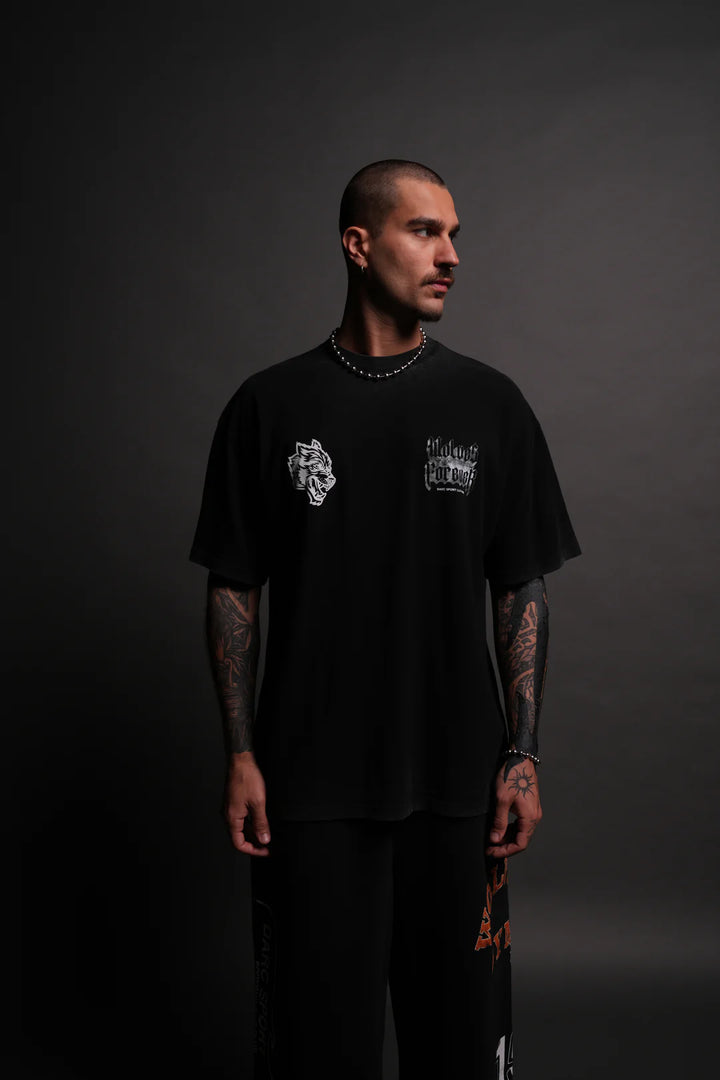 DEATH WOLF "PREMIUM" OVERSIZED TEE IN BLACK