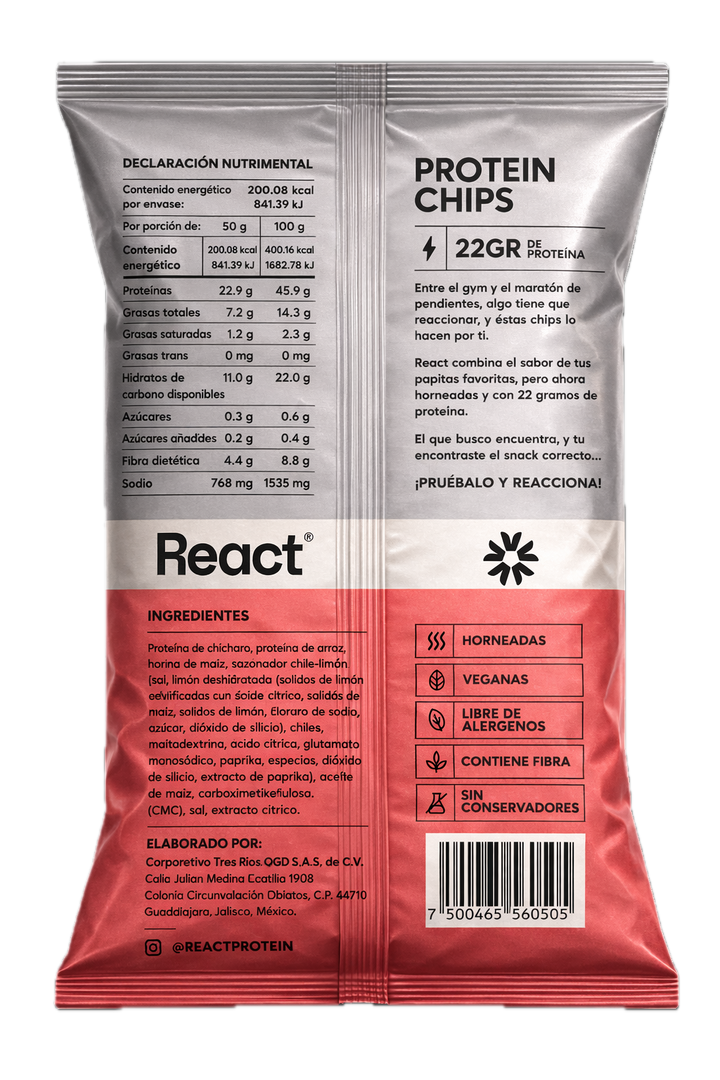 React protein Chips 22gr proteína (50gr)