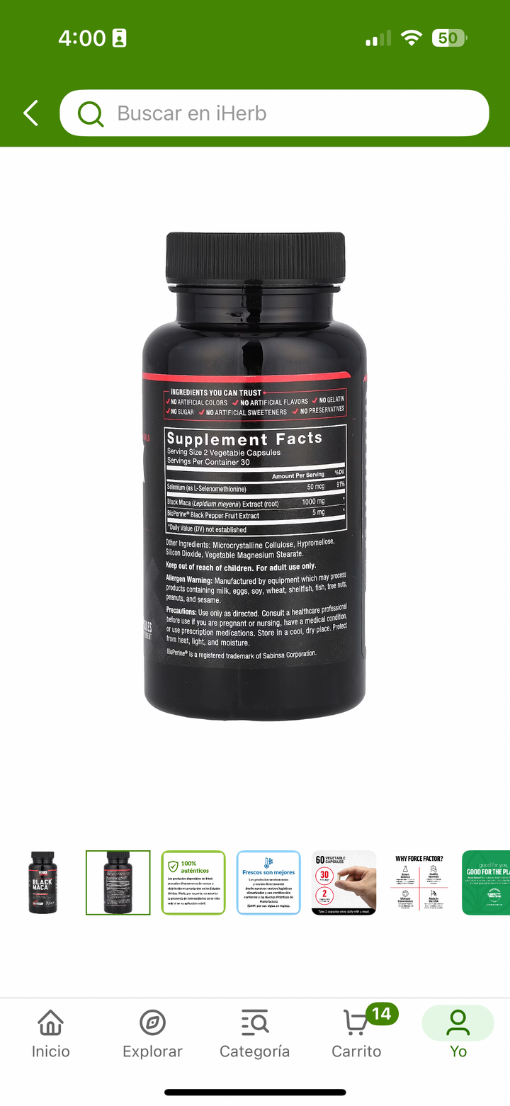 Black Maca 60 capsulas