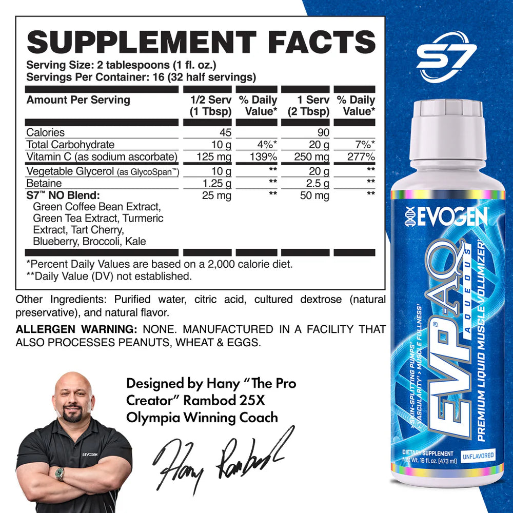 EVP AQ STIMULANT FREE PRE-WORKOUT LIQUID 16/32 servs 473ml