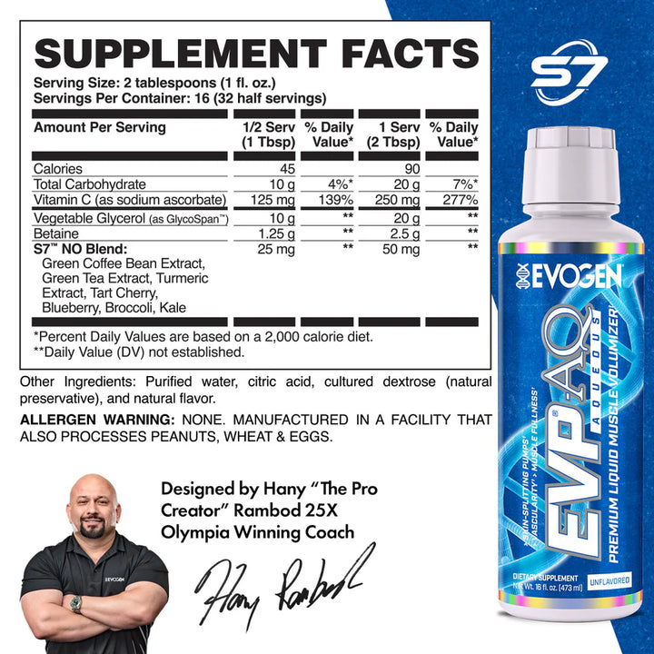 EVP AQ STIMULANT FREE PRE-WORKOUT LIQUID 16/32 servs 473ml