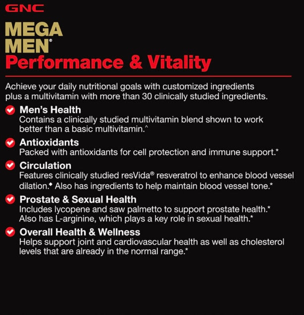 GNC MEGA MEN® Performance and Vitality Vitapak® Program - 30 Vitapaks