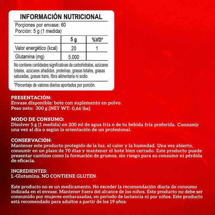 Glutamina 300g 60 porciones
