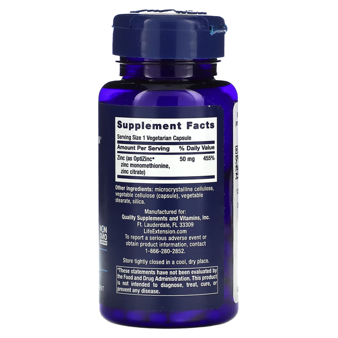 Cápsulas de zinc, Alta potencia, 50 mg, 90 caps