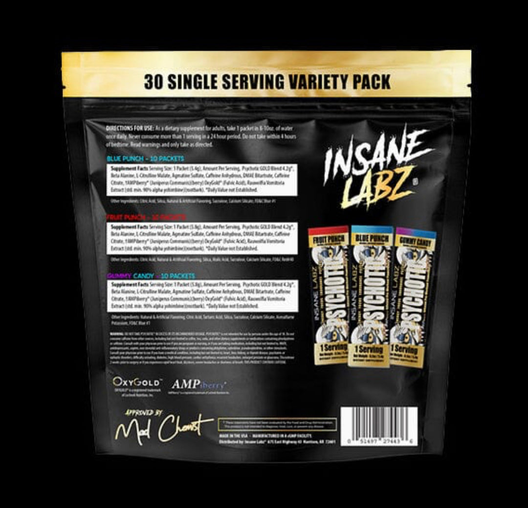 Psychotic Gold 30 single pack 3 sabores