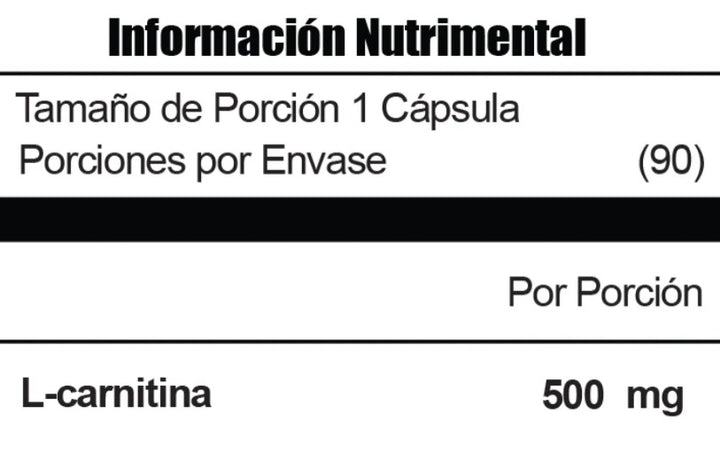 Carnitine 90 caps 500 MG 90 porciones