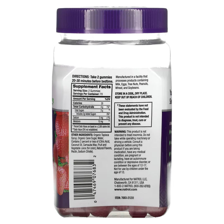 Melatonina, Fresa, 10 mg, 140 gomitas