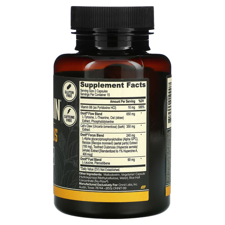 Onnit Alpha Brain, Memoria y concentración, 30 caps